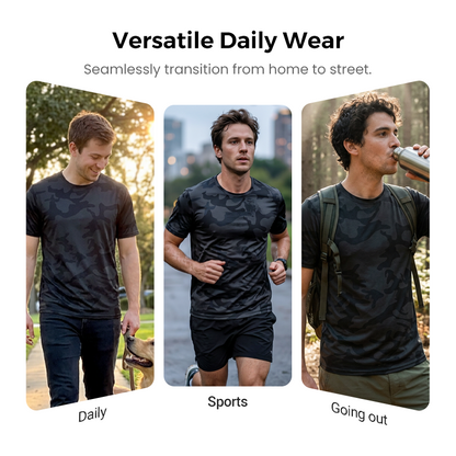 Sneldrogend camouflage sport t-shirt voor heren met actieve pasvorm