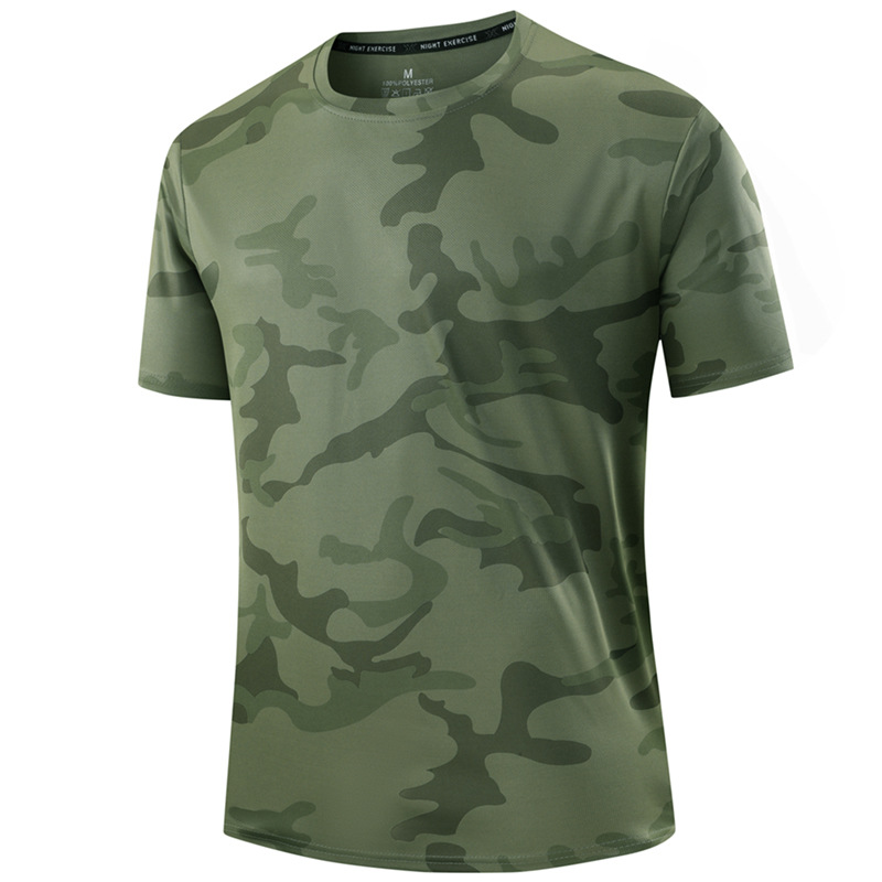 Sneldrogend camouflage sport t-shirt voor heren met actieve pasvorm