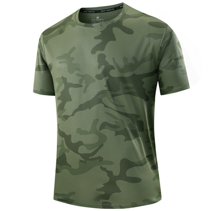 Sneldrogend camouflage sport t-shirt voor heren met actieve pasvorm