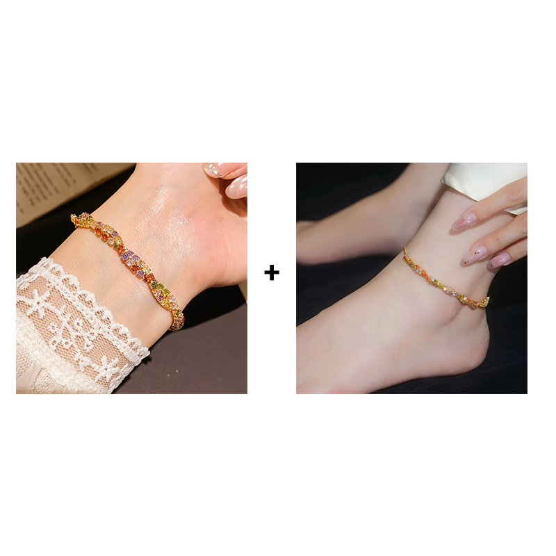 Verstelbare retro crossover armband met meerkleurige zirkonia