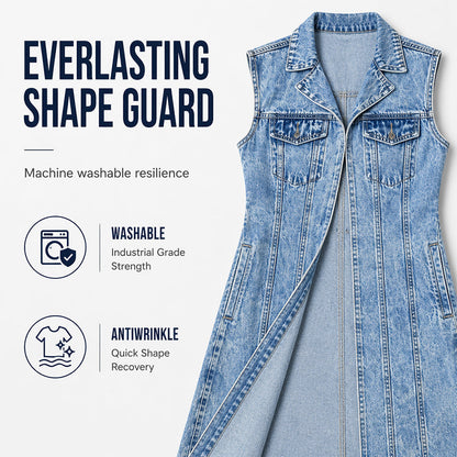 Mouwloze denim giletjurk voor dames met hoge split