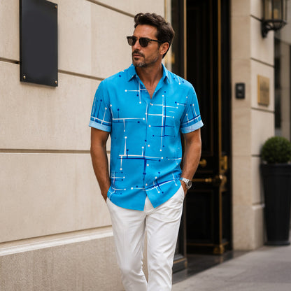 Luchtig heren strandoverhemd met geometrische print
