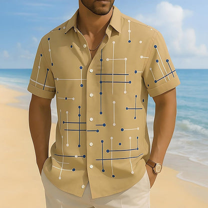 Luchtig heren strandoverhemd met geometrische print
