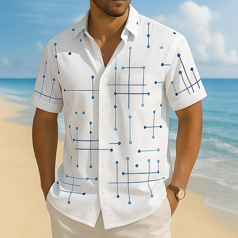 Luchtig heren strandoverhemd met geometrische print