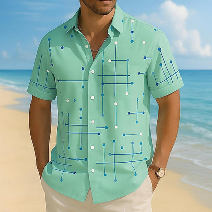 Luchtig heren strandoverhemd met geometrische print
