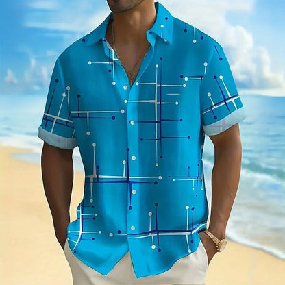 Luchtig heren strandoverhemd met geometrische print