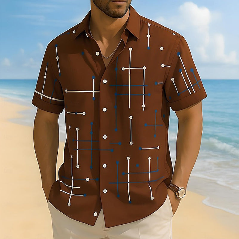 Luchtig heren strandoverhemd met geometrische print