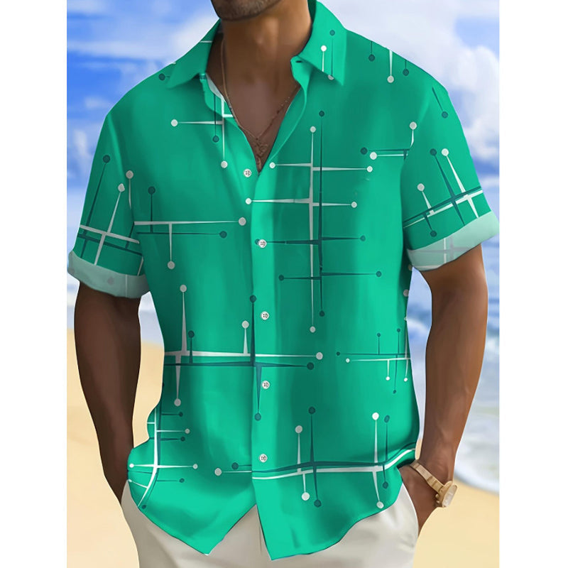 Luchtig heren strandoverhemd met geometrische print