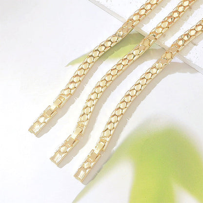 Goudkleurige ketting armband met slangenschubben patroon | LJ20548251