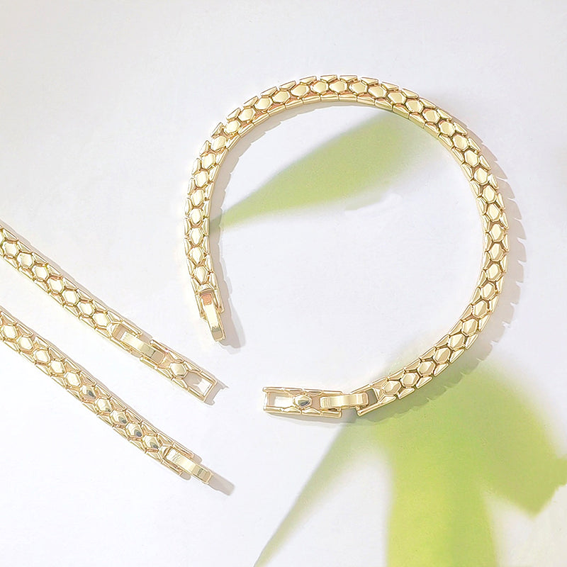 Goudkleurige ketting armband met slangenschubben patroon | LJ20548251