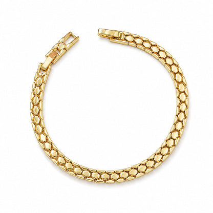 Goudkleurige ketting armband met slangenschubben patroon | LJ20548251