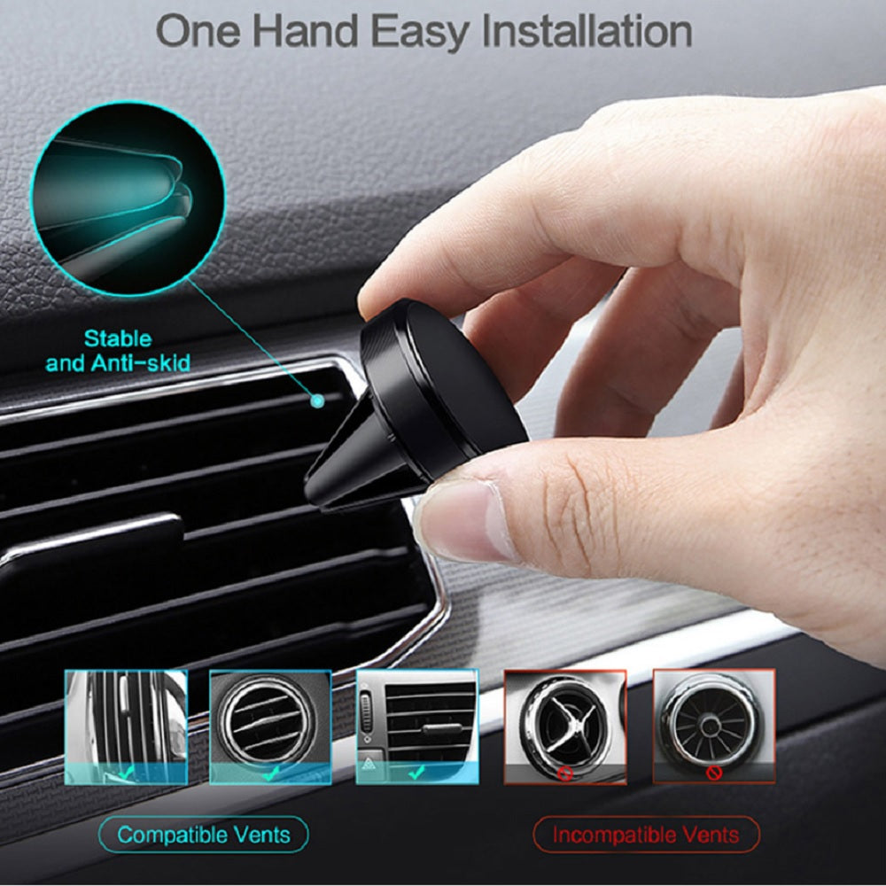 Magnetische telefoonhouder voor ventilatierooster met magneetstrips