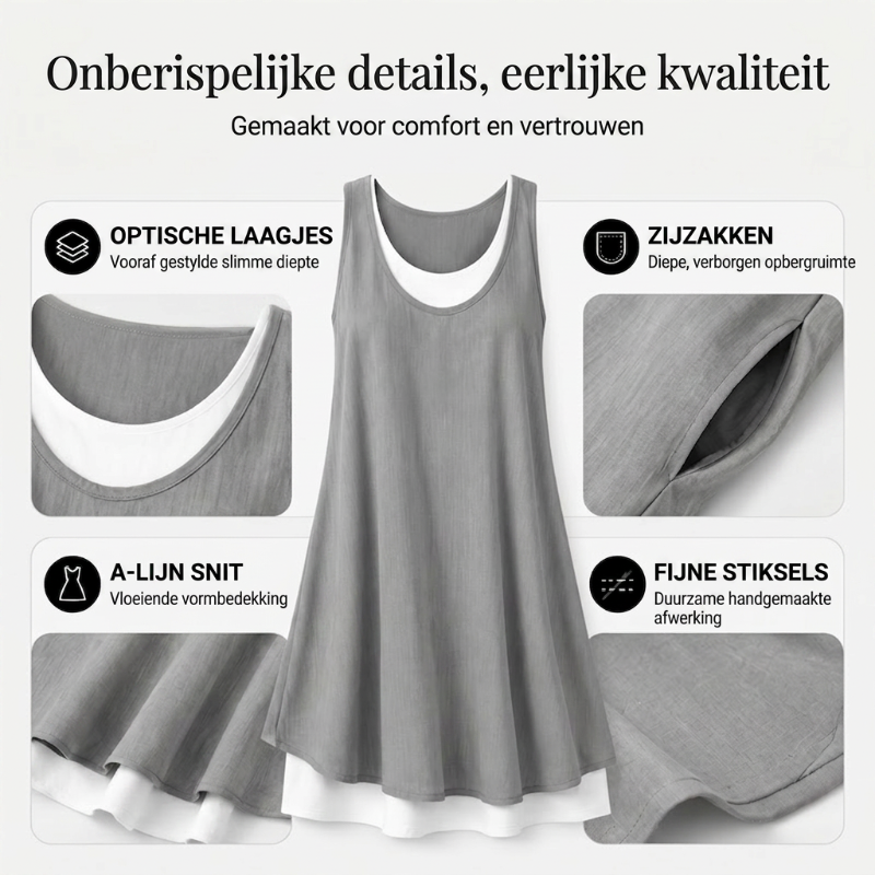 Casual mouwloze tankjurk voor dames met nep-tweedelig design