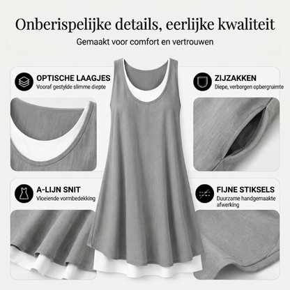 Casual mouwloze tankjurk voor dames met nep-tweedelig design