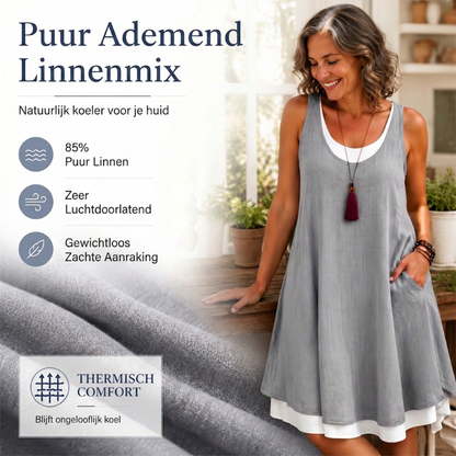 Casual mouwloze tankjurk voor dames met nep-tweedelig design