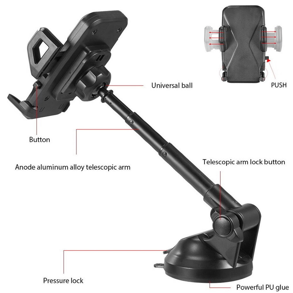 Universele auto telefoonhouder met telescopische arm