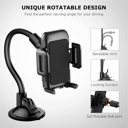 Universele telefoonhouder voor in de auto met flexibele zuignap LB516