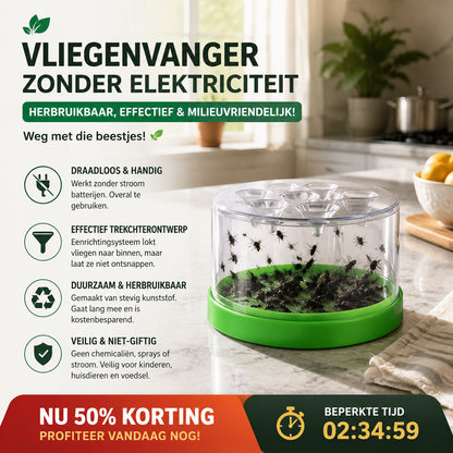 Herbruikbare niet-elektrische vliegenval met trechterontwerp | LE30337533A2
