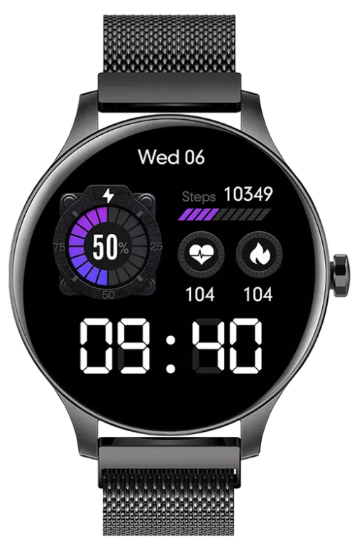 Stalen smartwatch met HD touchscreen zwart | 8720892045263