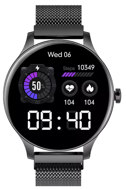 Stalen smartwatch met HD touchscreen zwart | 8720892045263