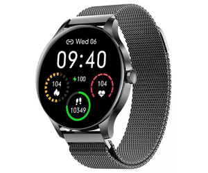 Stalen smartwatch met HD touchscreen zwart | 8720892045263