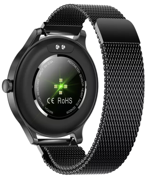 Stalen smartwatch met HD touchscreen zwart | 8720892045263