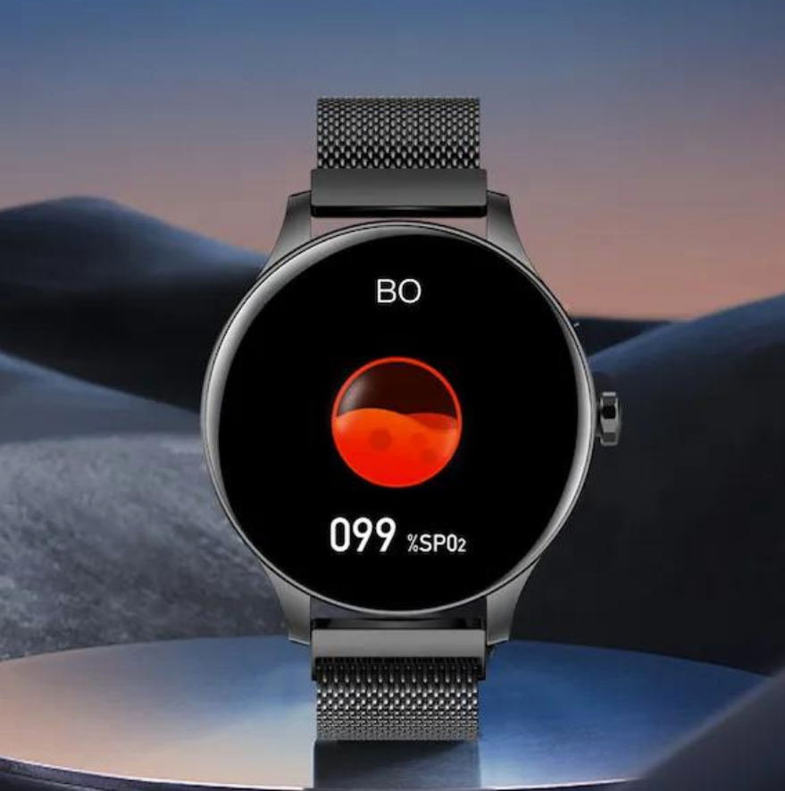 Stalen smartwatch met HD touchscreen zwart | 8720892045263