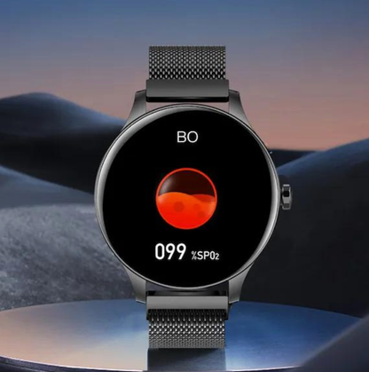 Stalen smartwatch met HD touchscreen zwart | 8720892045263