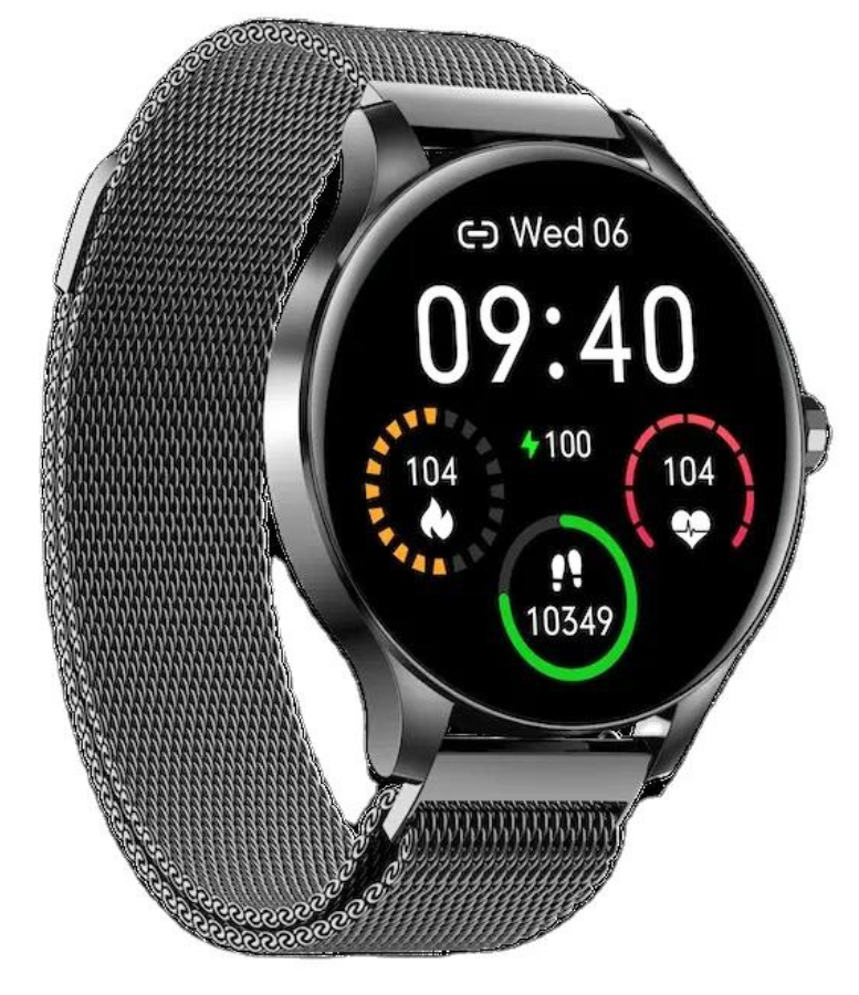 Stalen smartwatch met HD touchscreen zwart | 8720892045263