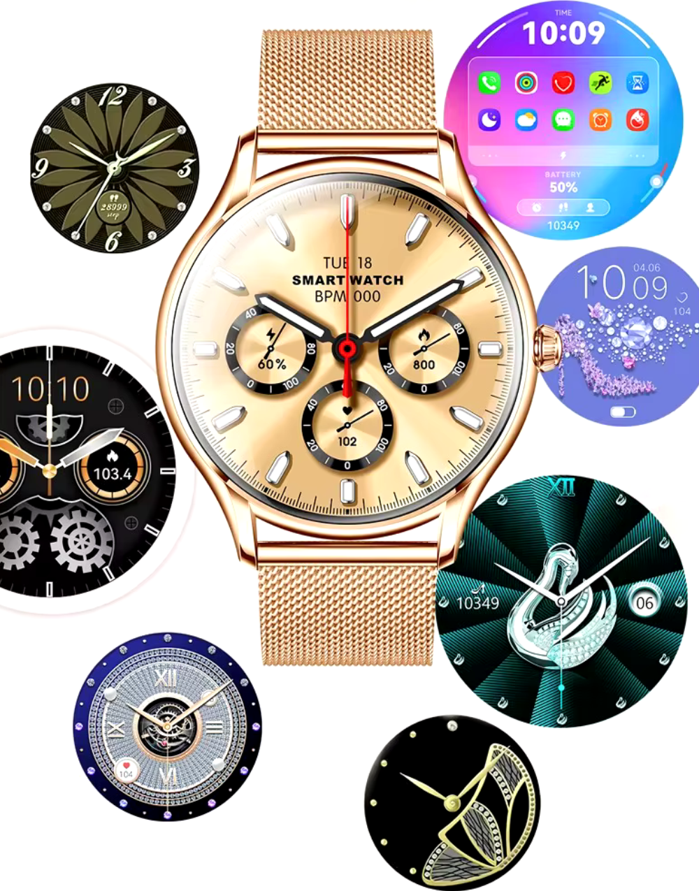 Dames smartwatch met AMOLED scherm en bluetooth bellen | SM000110