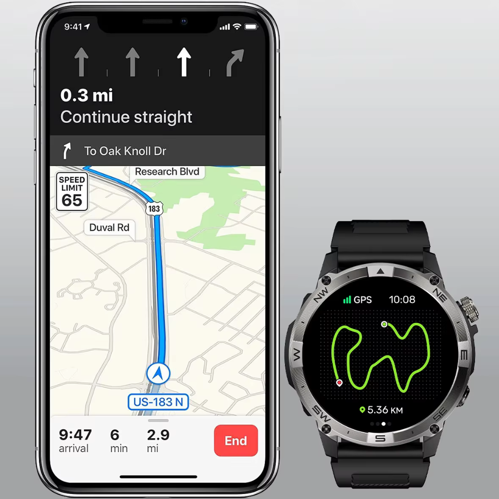 Sportieve smartwatch met ingebouwde GPS en bluetooth bellen
