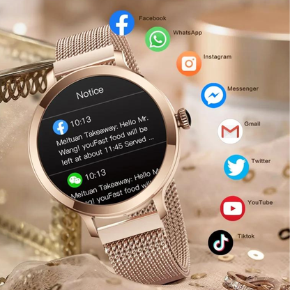 Dames smartwatch met 1,1 inch AMOLED scherm