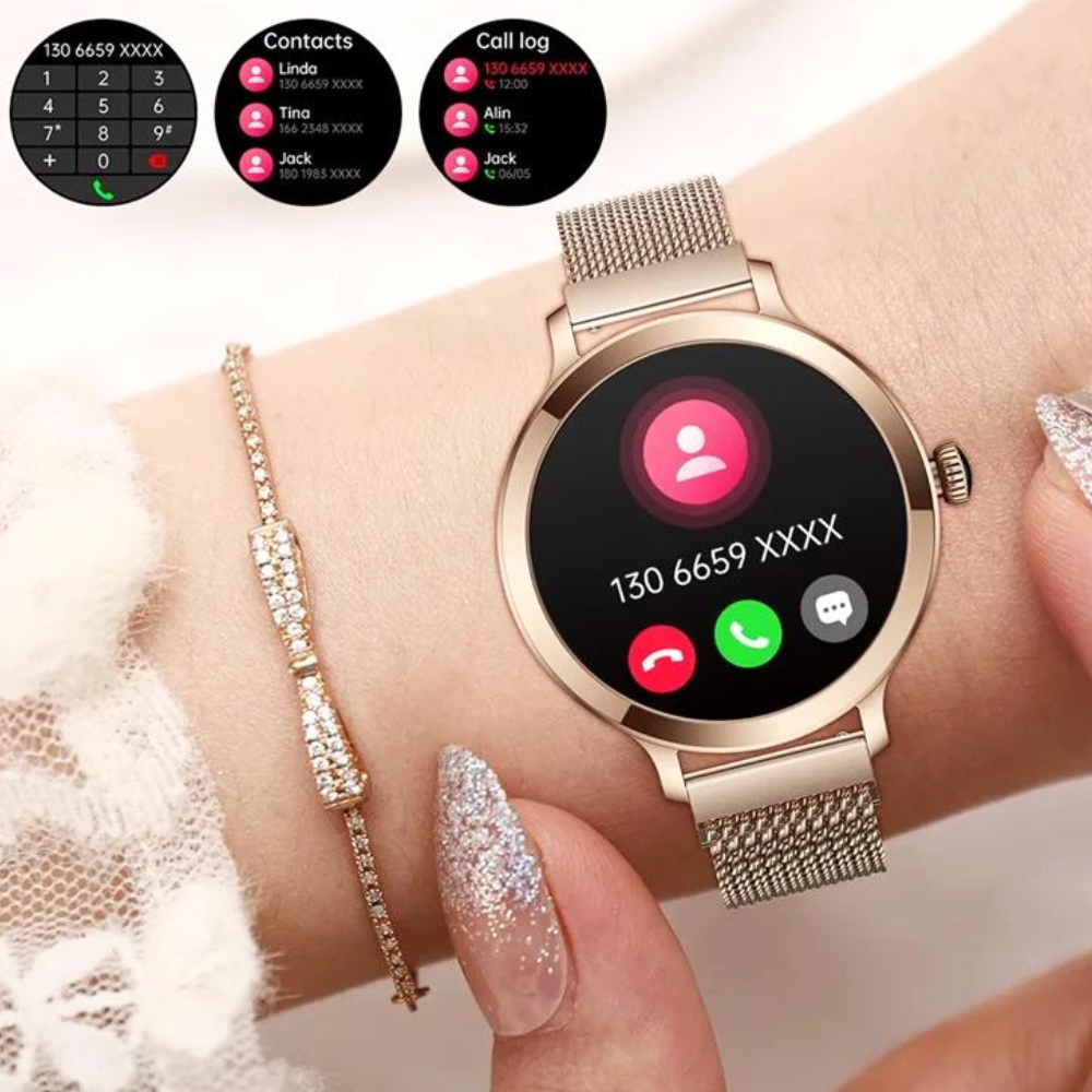 Dames smartwatch met 1,1 inch AMOLED scherm
