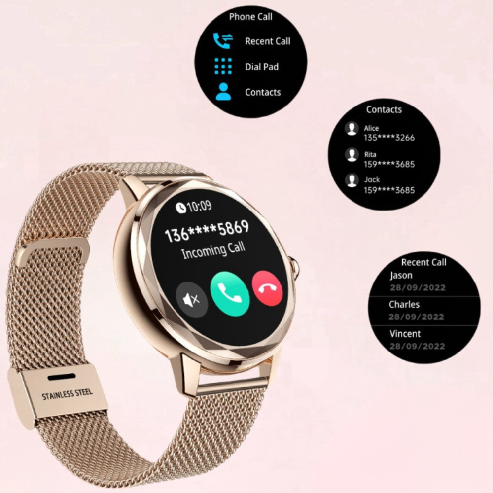 Dames smartwatch met bluetooth bellen en 125 sportmodi | 8721001520244