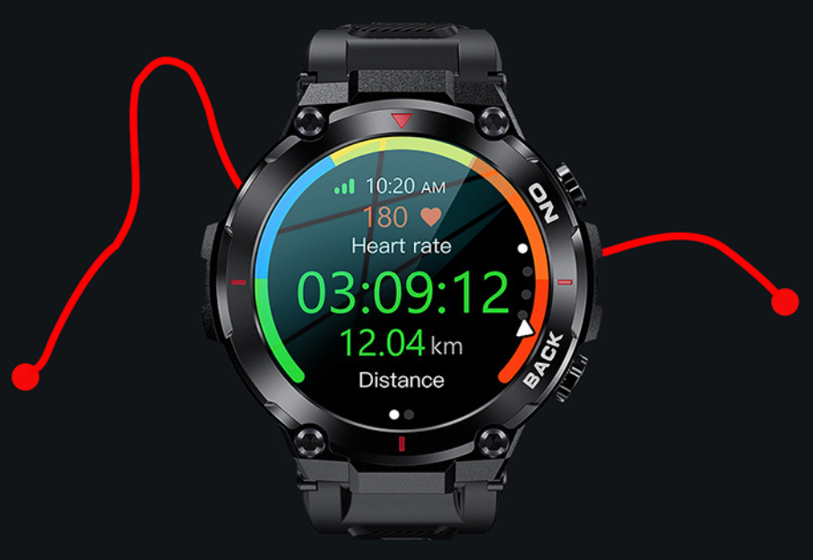 Smartwatch met GPS en sporthorloge functies zwart